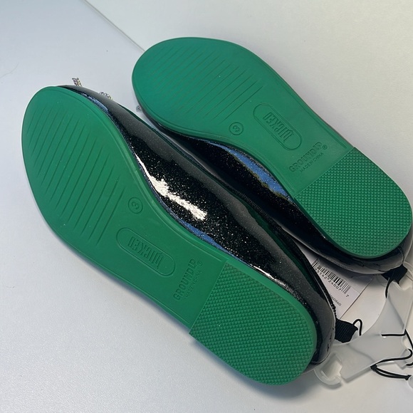 NEW Wicked Black + Purple Ballet Flats Girls Size 3 with faux diamond bow +logo - Picture 12 of 15